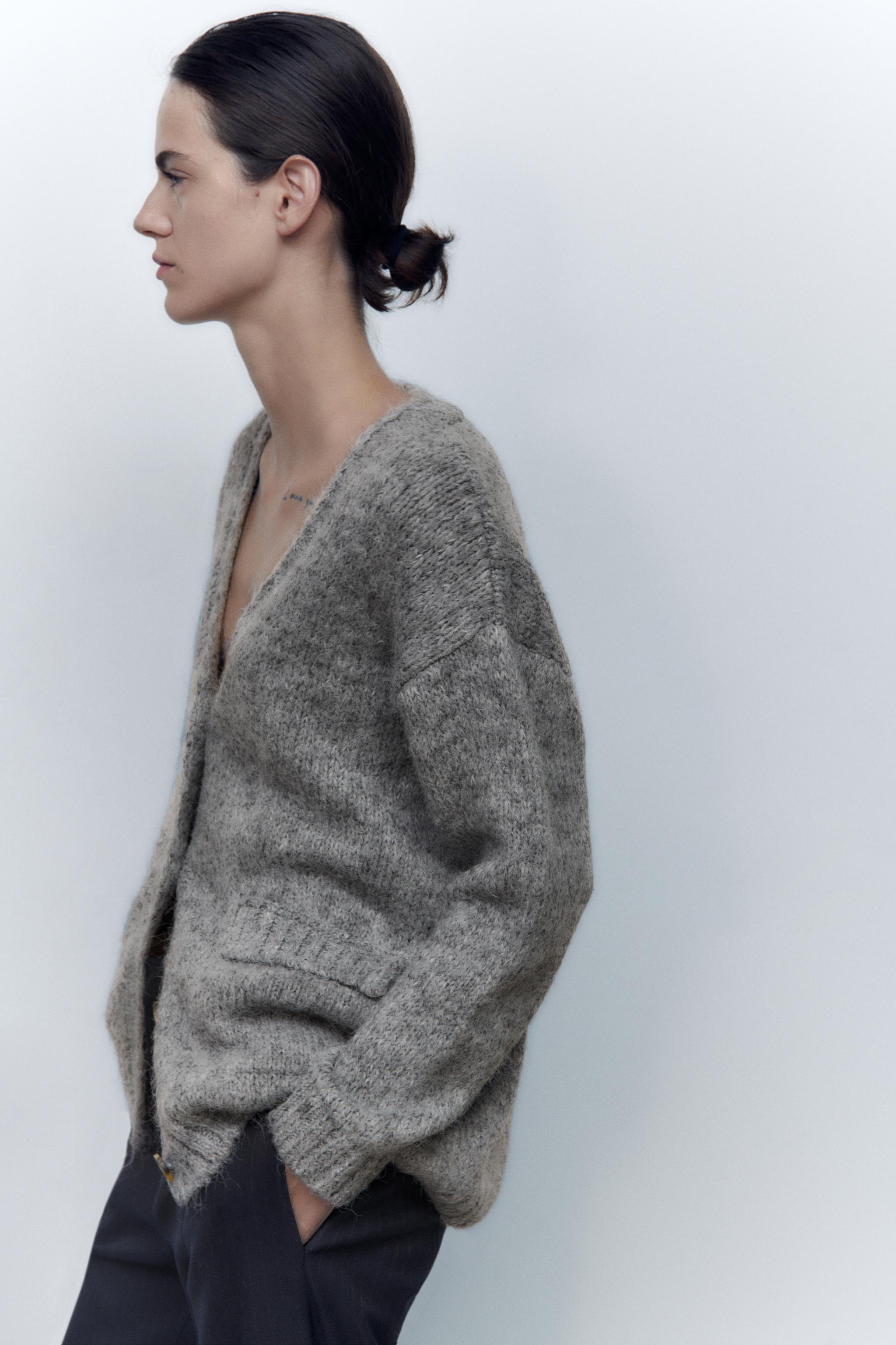 Zara long grey cardigan top